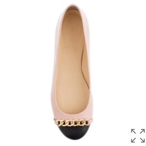 J.Crew Pink/Black Ballet Flats with Gold Buckle
